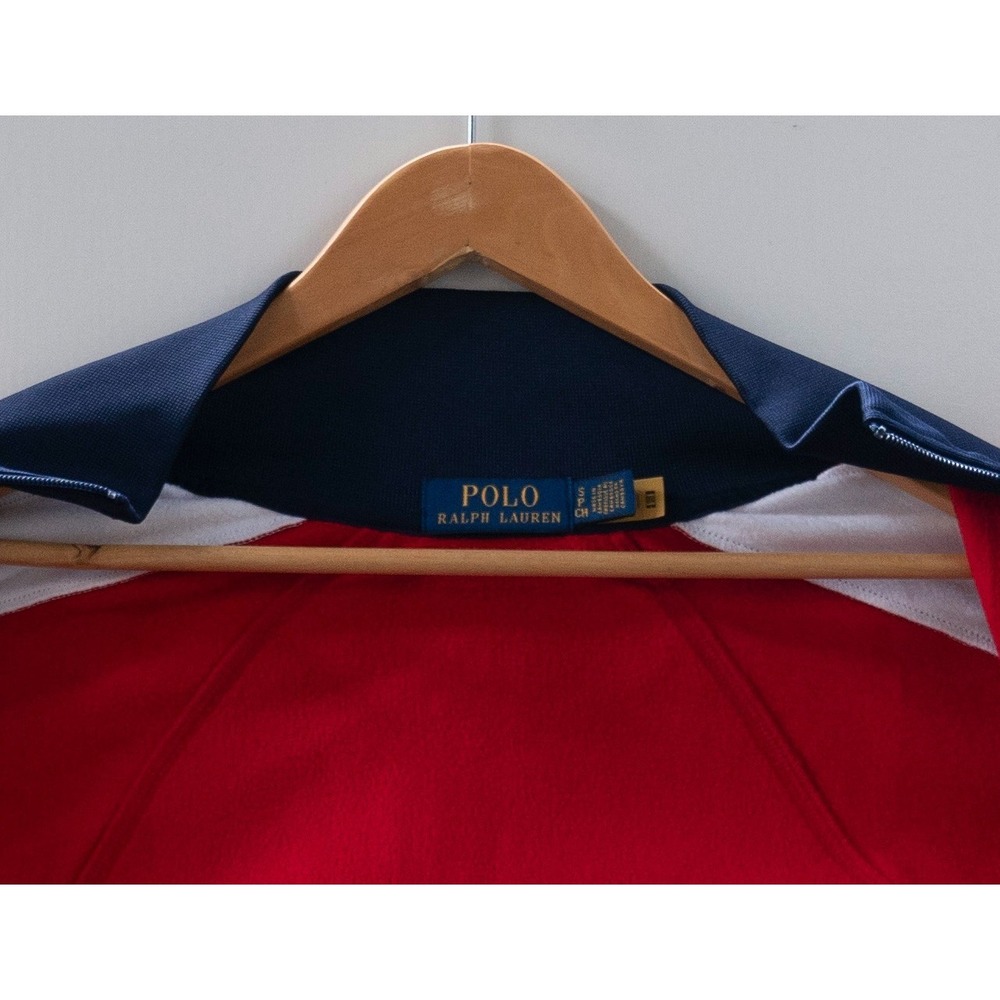 Polo Ralph Lauren Track Jacket Men's Red White Blue Racquets Logo Size S - Picture 8 of 11